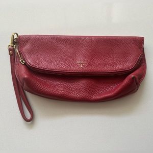 Fossil clutch red leather